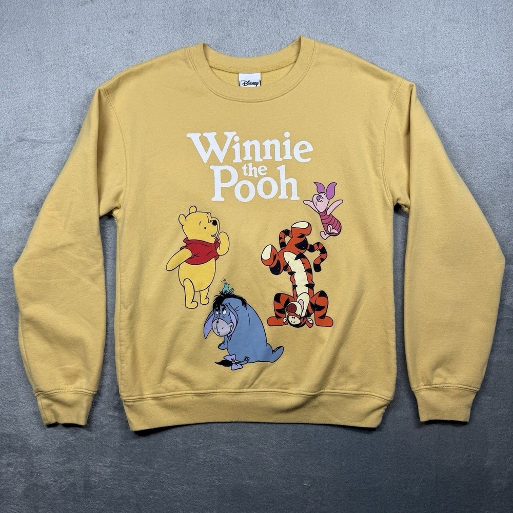 Disney Sweatshirt Women's S Yellow Winnie The Pooh Crewneck Vintage Y2K 90s